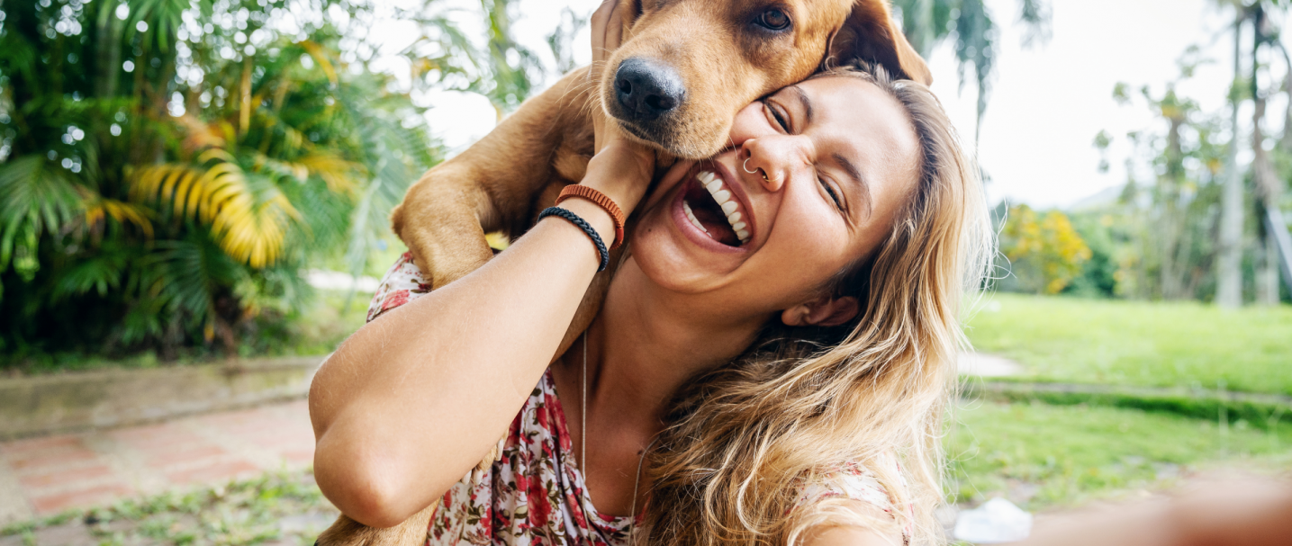 A woman with a dog
