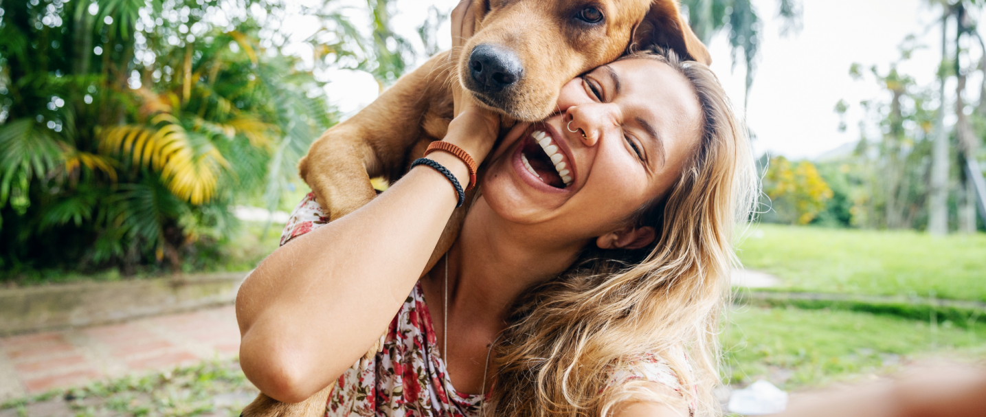 A woman with a dog