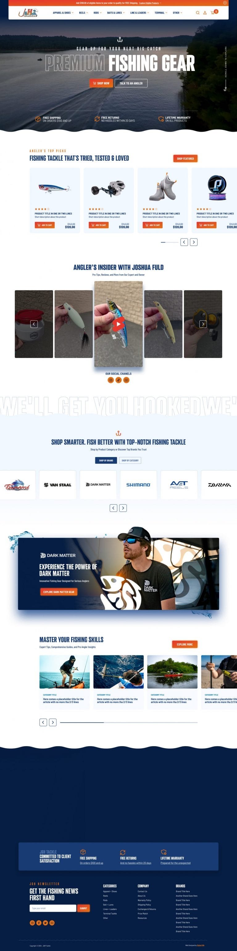 J&H Tackle homepage screenshot